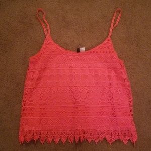 Lacy pink tank top